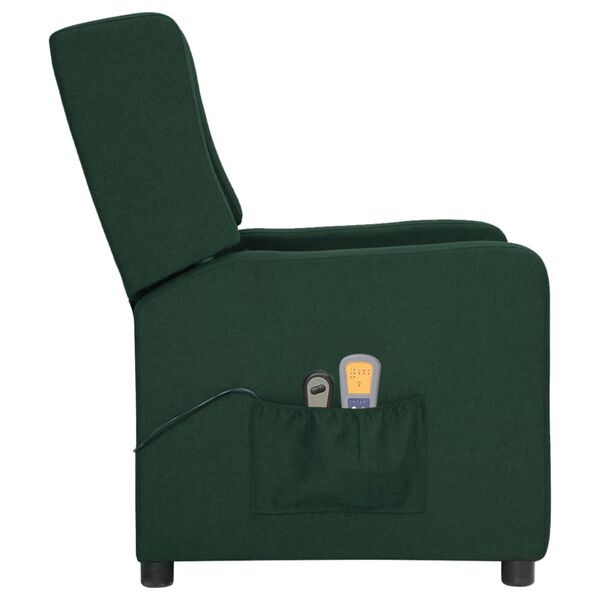 vidaXL sötétzöld szövet elektromos masszázsfotel