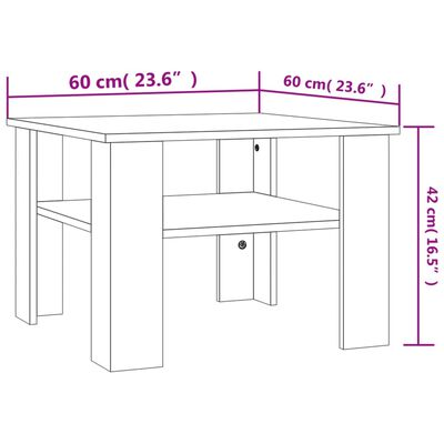 vidaXL betonszürke forgácslap dohányzóasztal 60 x 60 x 42 cm