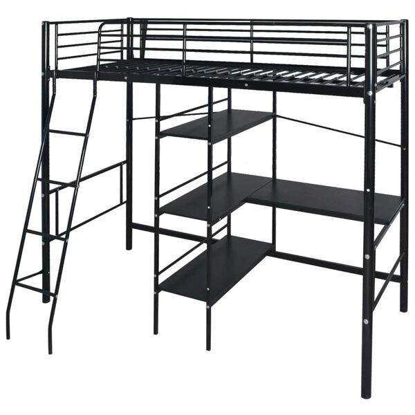 vidaXL &Aacute;gy matracmal Fekete 200 x 90 cm F&eacute;m