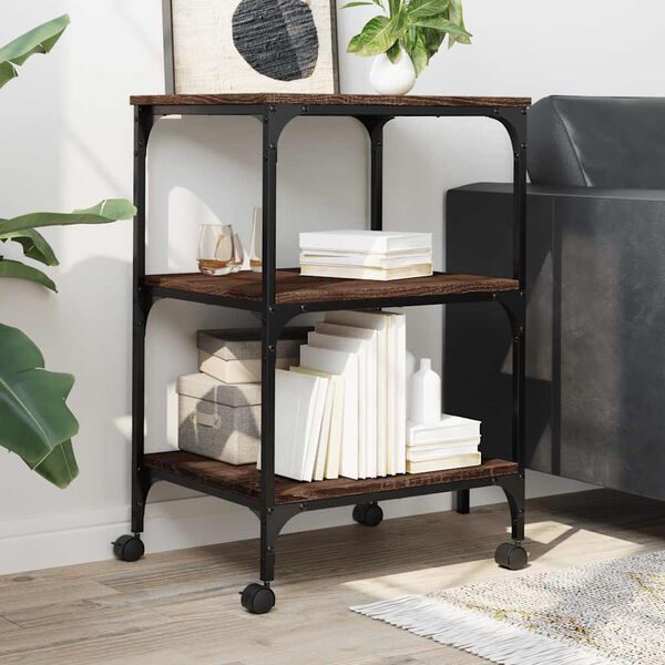 vidaXL 3 szintes barna tölgy színű nyomtatóállvány 50 x 41 x 75 cm