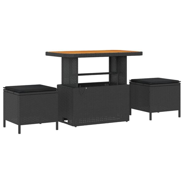 vidaXL Kerti Kanap&eacute; Szett p&aacute;rn&aacute;val 10 pcs Fekete polirattan