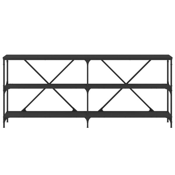 vidaXL fekete szerelt fa és vas tálalóasztal 180x30x75 cm