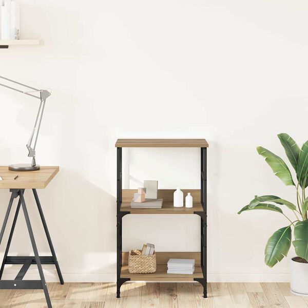 vidaXL k&eacute;zműves t&ouml;lgy sz&iacute;nű szerelt fa k&ouml;nyvszekr&eacute;ny 50x33x82 cm