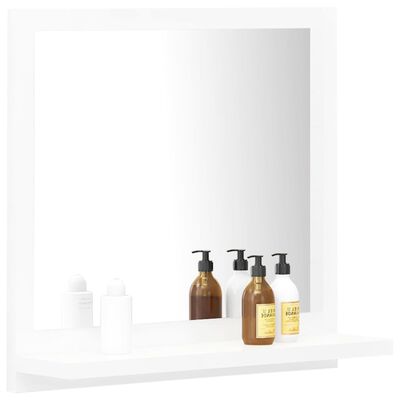 vidaXL magasfényű fehér forgácslap fürdőszobai tükör 40 x 10,5 x 37 cm