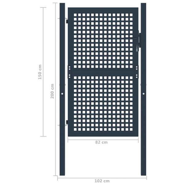 vidaXL antracit sz&iacute;nű ac&eacute;l ker&iacute;t&eacute;skapu 102 x 150 cm