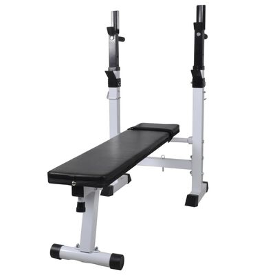 vidaXL edzőpad állvánnyal, egykezes és kétkezes súlyzószettel 90 kg