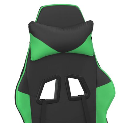 vidaXL fekete és zöld műbőr masszázsjátékszék lábtartóval