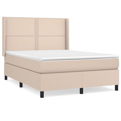 vidaXL cappuccino színű műbőr rugós ágy matraccal 140 x 200 cm