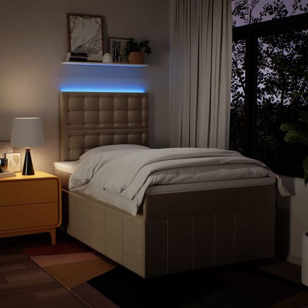 vidaXL kr&eacute;msz&iacute;nű sz&ouml;vet rug&oacute;s &aacute;gy matraccal 120 x 200 cm