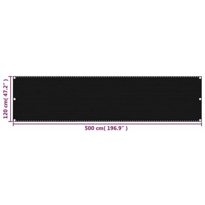 vidaXL fekete HDPE erkélytakaró 120 x 500 cm