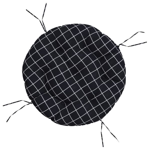 vidaXL fekete kock&aacute;s oxford-sz&ouml;vet kerek p&aacute;rna &Oslash; 60 x 11 cm