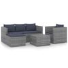 vidaXL 4 r&eacute;szes sz&uuml;rke/antracitsz&uuml;rke polyrattan kerti t&aacute;rsalg&oacute; szett