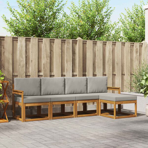 vidaXL K&uuml;lt&eacute;ri kanap&eacute; szett 5 pcs Term&eacute;szetes &eacute;s Vil&aacute;gossz&uuml;rke