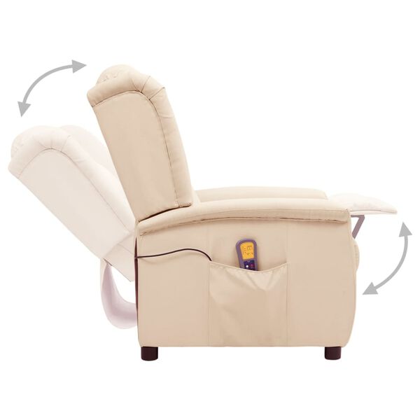 vidaXL krémszínű szövet masszázsfotel