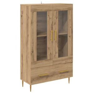 vidaXL Magasfi&uacute; Artisan t&ouml;lgy 69,5 x 31 x 115 cm Műanyag Fa &eacute;s &Uuml;veg