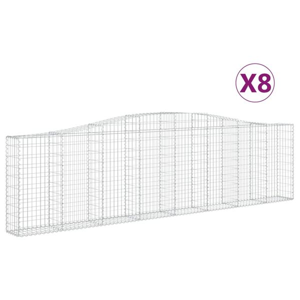 vidaXL 8 db &iacute;ves horganyzott vas gabion kos&aacute;r 400x30x100/120 cm