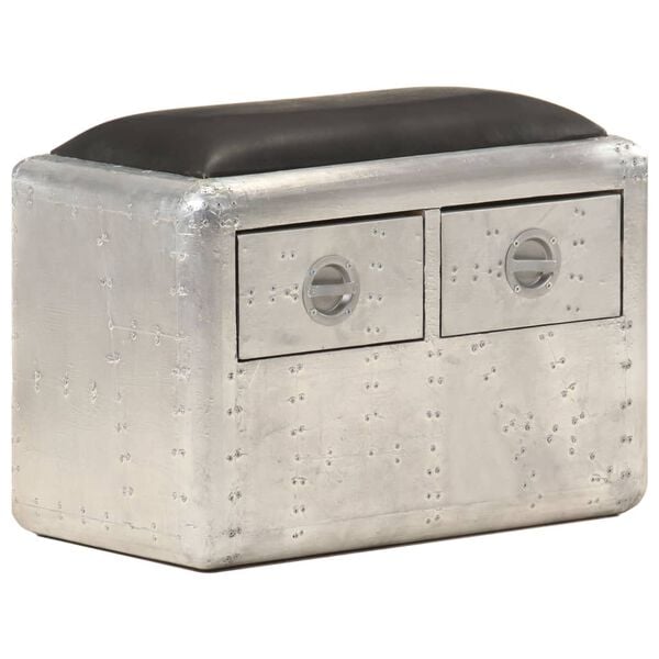 vidaXL ez&uuml;st &eacute;s fekete val&oacute;di bőr rep&uuml;lős st&iacute;lus&uacute; pad 59 cm