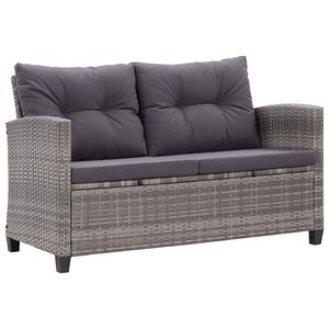 vidaXL k&eacute;tszem&eacute;lyes sz&uuml;rke polyrattan kerti kanap&eacute; p&aacute;rn&aacute;kkal 124 cm