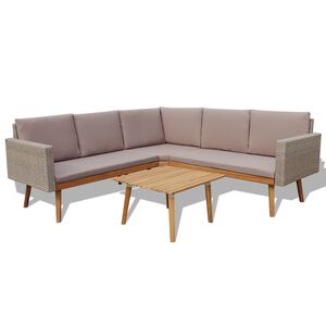 vidaXL 4-r&eacute;szes sz&uuml;rke polyrattan kerti b&uacute;torszett p&aacute;rn&aacute;kkal