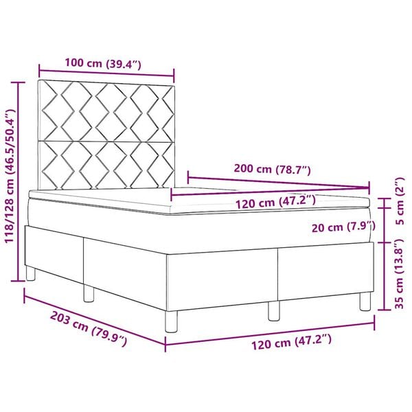vidaXL Boxrug&oacute;s &aacute;gy matracmal fejt&aacute;ml&aacute;val Fekete 120 x 200 cm sz&ouml;vet