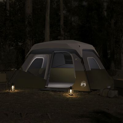 vidaXL 6 személyes világoszöld gyorskioldó LED-es családi sátor