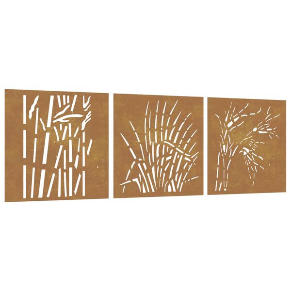 vidaXL 3 db fűmint&aacute;s corten ac&eacute;l kerti fald&iacute;sz 55 x 55 cm