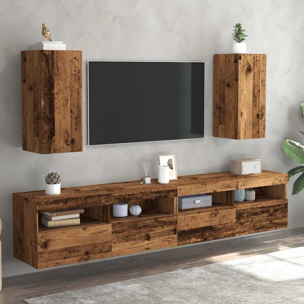 vidaXL 2 db antik fa sz&iacute;nű szerelt fa TV-szekr&eacute;ny 30,5 x 30 x 60 cm