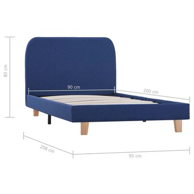 vidaXL kék szövetkárpitozású ágykeret 90 x 200 cm