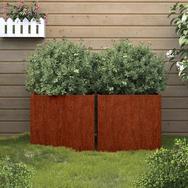 vidaXL 2 db corten ac&eacute;l n&ouml;v&eacute;nytart&oacute; 42x40x39 cm