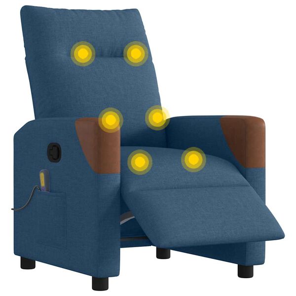 vidaXL kék szövet elektromos dönthető masszázsfotel