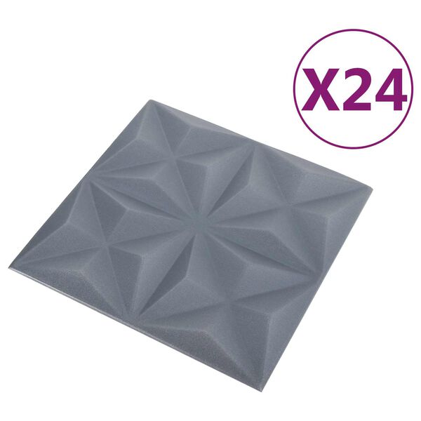vidaXL Fali panelek 24 pcs Origami Sz&uuml;rke 50 x 50 cm XPS Hab