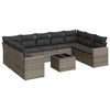vidaXL 10 r&eacute;szes sz&uuml;rke polyrattan kerti &uuml;lőgarnit&uacute;ra p&aacute;rn&aacute;kkal