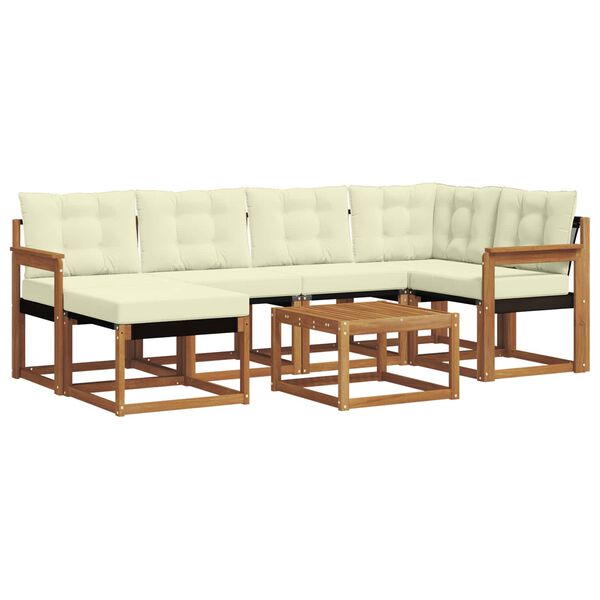 vidaXL K&uuml;lt&eacute;ri kanap&eacute; szett p&aacute;rn&aacute;val 7 pcs Term&eacute;szetes &eacute;s kr&eacute;msz&iacute;nű