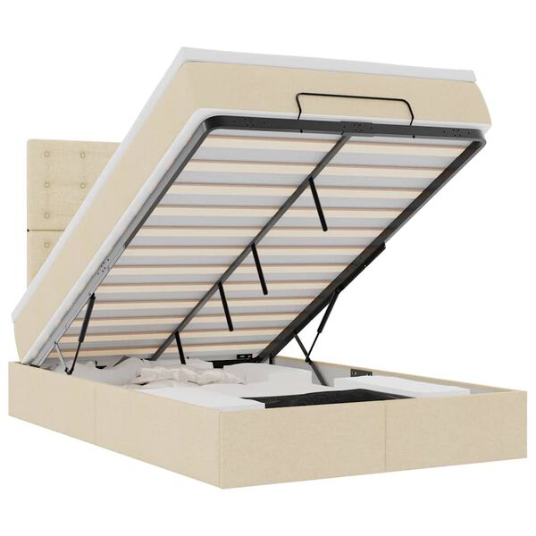 vidaXL Ottom&aacute;n &aacute;gykeret matraccal kr&eacute;m 120x190 cm sz&ouml;vet