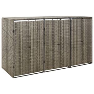 vidaXL sz&uuml;rke polyrattan h&aacute;rmas kerekeskuka t&aacute;rol&oacute;f&eacute;szer 207x80x117 cm