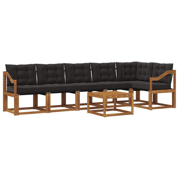 vidaXL K&uuml;lt&eacute;ri kanap&eacute; szett p&aacute;rn&aacute;val 7 pcs Term&eacute;szetes &eacute;s fekete