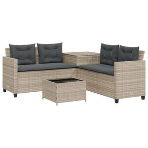 vidaXL L-alak&uacute; sz&uuml;rke polyrattan kerti kanap&eacute; asztallal &eacute;s p&aacute;rn&aacute;kkal