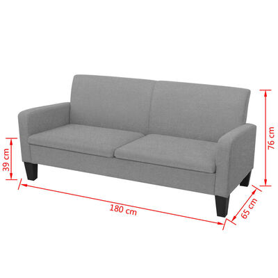 vidaXL 3-személyes világosszürke kanapé 180 x 65 x 76 cm