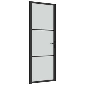 vidaXL fekete matt &uuml;veg &eacute;s alum&iacute;nium belt&eacute;ri ajt&oacute; 76 x 201,5 cm