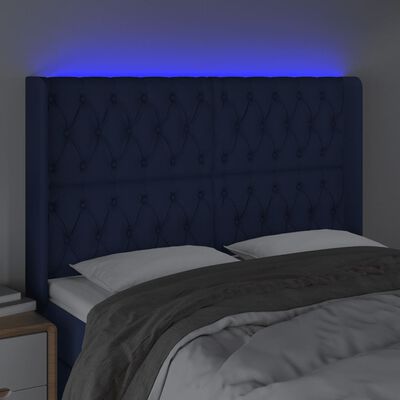 vidaXL kék szövet LED-es fejtámla 163x16x118/128 cm