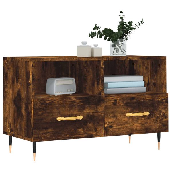 vidaXL füstös tölgy színű szerelt fa TV-szekrény 80 x 36 x 50 cm