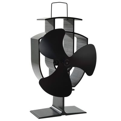 vidaXL fekete hővel meghajtott háromlapátos kandalló ventilátor