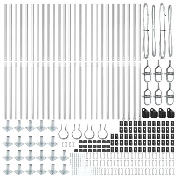 vidaXL Kerítésoszlop Egyéb 26 pcs Szürke 3,2 x 3,2 x 68,5 cm Acél
