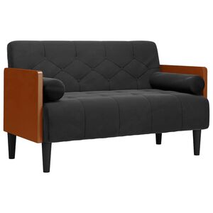vidaXL fekete b&aacute;rsony loveseat kanap&eacute; p&aacute;rn&aacute;kkal 110 cm