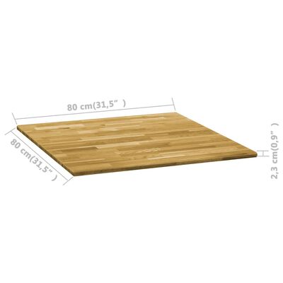vidaXL négyzet alakú tömör tölgyfa asztallap 23 mm 80 x 80 cm