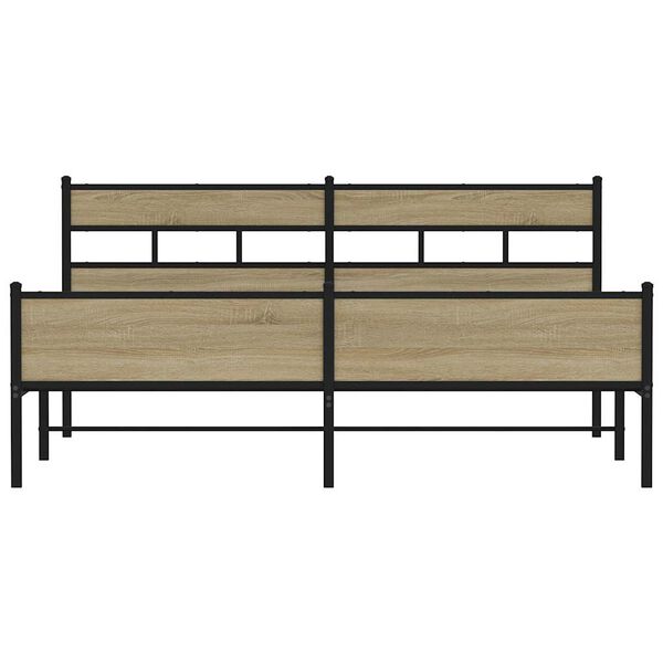 vidaXL sonoma tölgy színű fém ágykeret matrac nélkül 183 x 213 cm