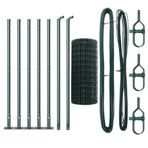 vidaXL Ker&iacute;t&eacute;s oszlopokkal Z&ouml;ld 0,4 x 10 m Ac&eacute;l &eacute;s PVC