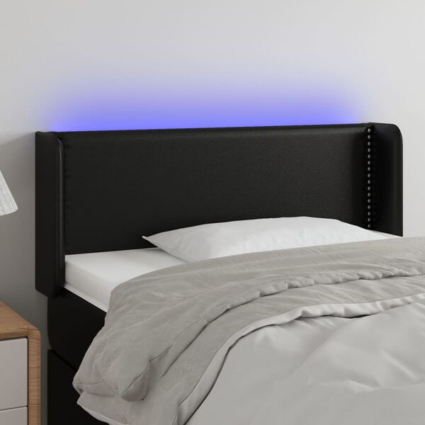 vidaXL fekete műbőr LED-es fejt&aacute;mla 103 x 16 x 78/88 cm
