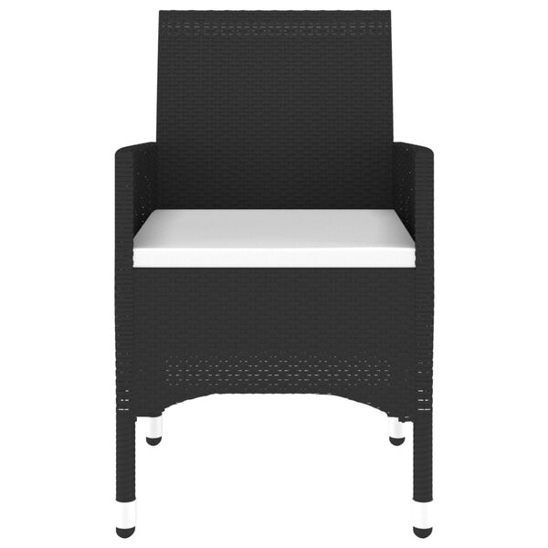 vidaXL 7 r&eacute;szes fekete polyrattan &eacute;s edzett &uuml;veg kerti &eacute;tkezőgarnit&uacute;ra