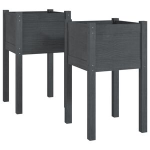 vidaXL 2 db sz&uuml;rke t&ouml;m&ouml;r fenyőfa kerti vir&aacute;gtart&oacute; 40 x 40 x 70 cm